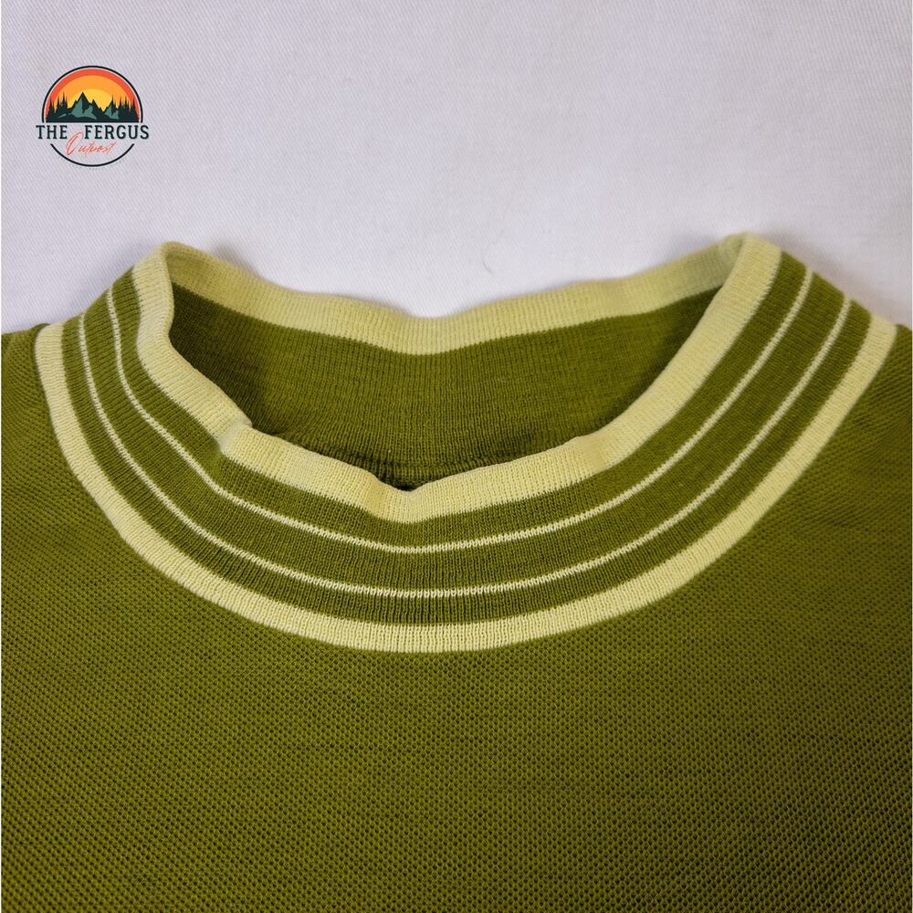 Munsingwear Grand Slam Shirt Green Penguin Logo Ringer Vintage Preppy Men Sz Lrg - Picture 12 of 16